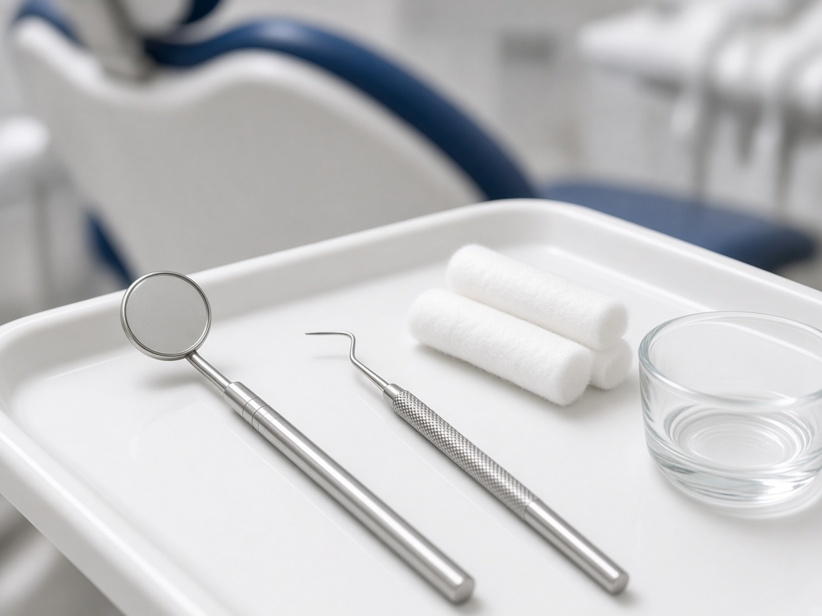 Instruments set on a tray at Union Dental